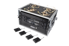 8 Way Wireless Microphone Set with Belt packs and Headsets Racked Ready to Use